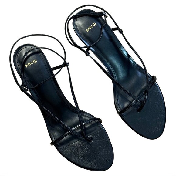 MANGO MNG Heeled Strappy Sandals Thin Strap Kitten $80 NWOB 39 - Picture 2 of 7